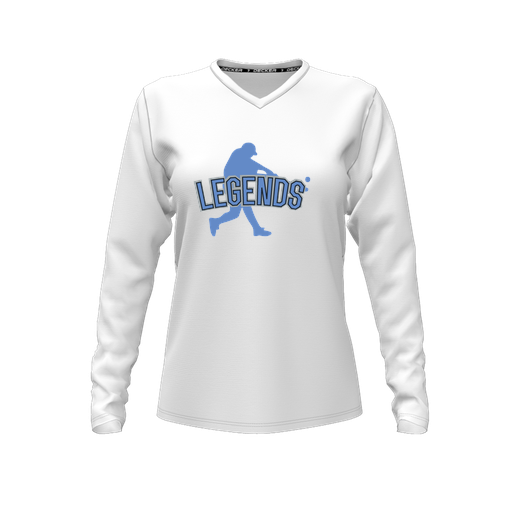 [FTLVCFWH-FYXS-LOGO1] Decker Comfort T-Shirt (Female Youth XS, White, V Neck, Logo 1, Long Sleeve)