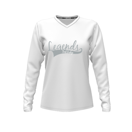 [FTLVCFWH-FYXS-LOGO2] Decker Comfort T-Shirt (Female Youth XS, White, V Neck, Logo 2, Long Sleeve)