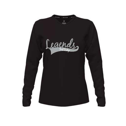 [FTLVCFBK-FYXS-LOGO2] Decker Comfort T-Shirt (Female Youth XS, Black, V Neck, Logo 2, Long Sleeve)