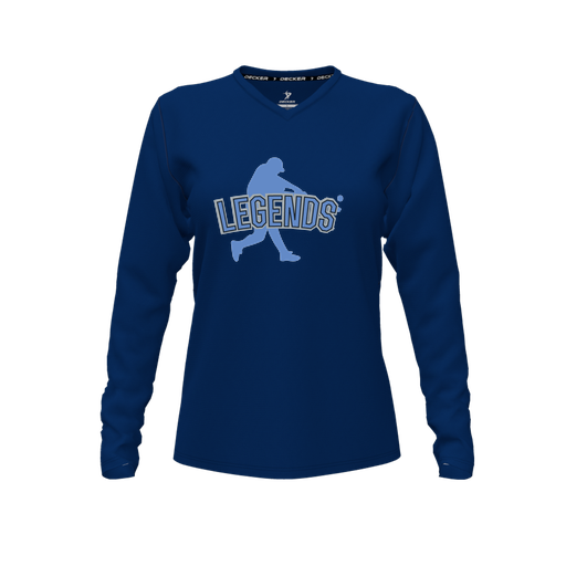 [FTLVCFNV-FYXS-LOGO1] Decker Comfort T-Shirt (Female Youth XS, Navy, V Neck, Logo 1, Long Sleeve)
