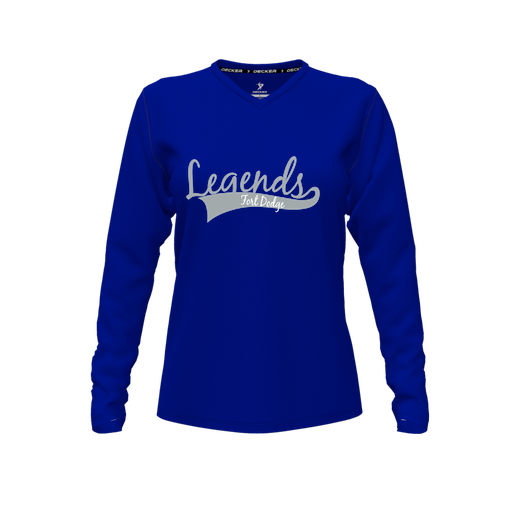 [FTLVCFRY-FYXS-LOGO2] Decker Comfort T-Shirt (Female Youth XS, Royal, V Neck, Logo 2, Long Sleeve)
