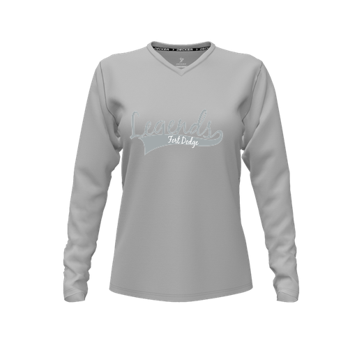 [FTLVCFGY-FYXS-LOGO2] Decker Comfort T-Shirt (Female Youth XS, Gray, V Neck, Logo 2, Long Sleeve)