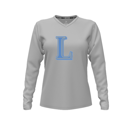 [FTLVCFGY-FYXS-LOGO3] Decker Comfort T-Shirt (Female Youth XS, Gray, V Neck, Logo 3, Long Sleeve)