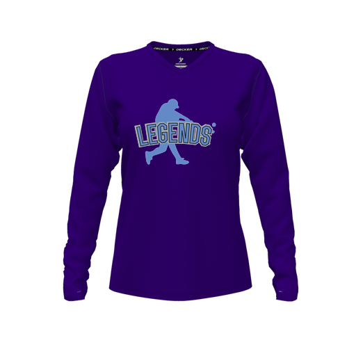 [FTLVCFPP-FYXS-LOGO1] Decker Comfort T-Shirt (Female Youth XS, Purple, V Neck, Logo 1, Long Sleeve)