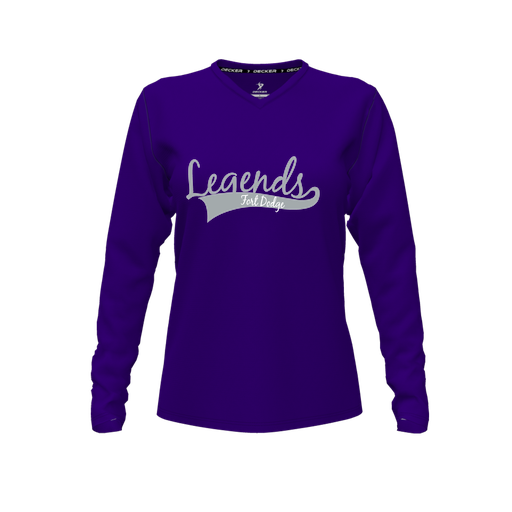 [FTLVCFPP-FYXS-LOGO2] Decker Comfort T-Shirt (Female Youth XS, Purple, V Neck, Logo 2, Long Sleeve)
