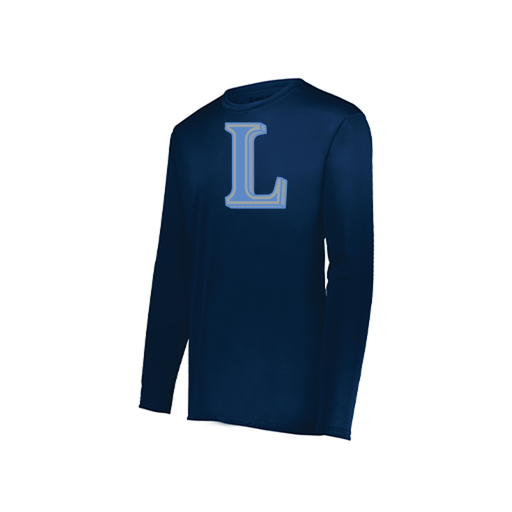[222823.065.S-LOGO3] Youth LS Smooth Sport Shirt (Youth S, Navy, Logo 3)